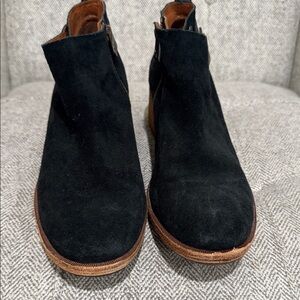 Kork-Ease Black Suede Buckle Ankle Boots